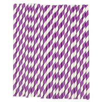 25Pcs Qingsun Weeding Cupcake Party Striped Drinking Paper Straws(Purple)