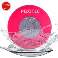 Pizotec Waterproof Wireless Bluetooth Shower Speaker, Listen to Music in The Shower, Built-in Microphone for Hands-Free Calls, w/Suction Cup Attachment, Bluetooth 4.0