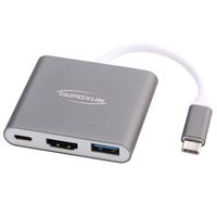 USB C Adapter TPXType C to HDMI 4K+USB 3.0+USB-C with USB 3.0 Converter Cable Charging Port Adapter Cable with Large Projection for MacBook/Chromebook Pixel/Galaxy S8/S9/Yoga 900 (Grey)