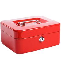 Jssmst Locking Medium Steel Cash Box with Money Tray,Lock Box,Red