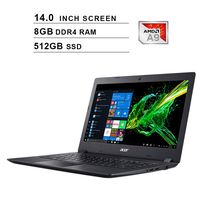 Acer Aspire 3 Newest 14-Inch Premium Laptop - AMD A9-9420e 1.8GHz up to 2.7GHz, AMD Radeon R5, 8GB DDR4 RAM, 512GB SSD, HDMI, WiFi, Bluetooth, Webcam, Windows 10 Home, Black