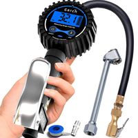 GERCHWAY Digital Tire Pressure Gauge Inflator with Longer Hose - Most Accurate Air Chuck with Gauge for Air Compressor Tire Inflator Attachment - 200PSI