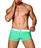Cocobla Men's Beach Swimming Trunks Boxer Brief Swimsuit Swim Underwear Boardshorts With Pocket (Green, US S=M)
