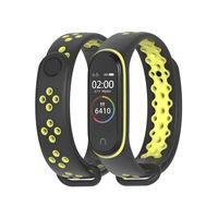 Mijobs Mi Band 3 Strap, Replacement Wristband for Xiaomi Mi Band 4 Sport Version Soft Silicone Wrist Strap Anti-Lost Perforation Double-Color Waterproof Replacement Wristband Strap (Black and Green)