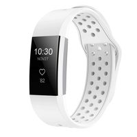 iGK Silicone Replacement Bands Compatible for Fitbit Charge 2, Adjustable Breathable Sport Strap Smartwatch Fitness Wristband with Air Holes with Clsap White Large