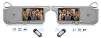 PAIR GRAY SUNVISOR VISOR LCD MONITORS WITH BUILT IN DVD PLAYERS, USB AND SPEAKERS