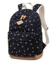 LuckyZ School Backpack Casual Women Backpacks Lightweight Canvas Leather Daykpack Cute Animal Travel Laptop Bag Shoulder Bookbags Deer Black
