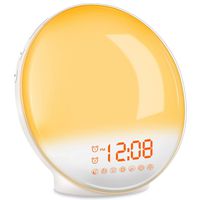 TITIROBA Wake-Up Light, Sunrise Simulation Alarm Clock, Sleep Aid Colored Bedside Light with FM Radio Dual Alarm Adjustable Lightness for Kids and Adults Bedroom