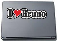 INDIGOS UG - I Love Heart Decal Sticker Laptopskin 210 mm - Ich Liebe - I Love Bruno - Laptop Netbook Computer - Sticker with Name of Man Woman Child
