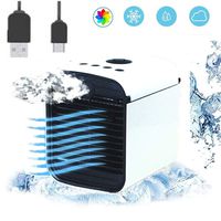 NiLeFo Personal Air Cooler Mini Portable Air Conditioner Fan Desktop Space Cooler Personal USB Table Fan Small Evaporative Cooler Air Humidifier (White)
