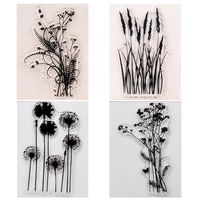 KWELLAM 4pcs/Lot Dandelion Lavender Flowers Leaves Stamp Rubber Clear Stamp/Seal Scrapbook/Photo Album Decorative Card Making Clear Stamps