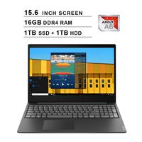 2020 Newest Lenovo Premium IdeaPad S145 15.6 Inch Laptop (AMD A6-9225 up to 3.1GHz, 16GB DDR4 RAM, 1TB SSD (Boot) + 1TB HDD, AMD Radeon R4, WiFi, Bluetooth, HDMI, Webcam, Windows 10) (Black)