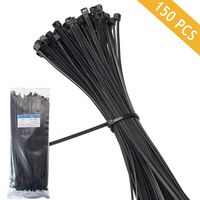 Cable Ties 12 Inch, Multi-Purpose Cable Tie (150 Piece), Zip Ties 12 Inch, Black (12"(300mm))