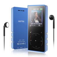MP3 Player, 16GB MP3 Player with Bluetooth Speaker, AGPTEK Touch Button Lossless Music Player with FM Radio, Voice Recorder, Independent Volume Button, Expandable up to 128GB, Blue