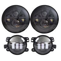 DOT Approved 7'' Black LED Headlights + 4 ''Cree LED Fog Lights for Jeep Wrangler 97-2017 JK TJ LJ