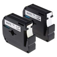 Label KINGDOM Compatible with Brother P-Touch M Series M231 MK231 M-K231 M-231 1/2 Inch Label Tape, 12mm x 8m, Black on White, Use for PT-65 PT-90 Label Maker, 2-Pack