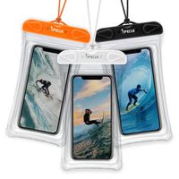 Waterproof Phone Pouch, iSPECLE 3 Pack Floater Waterproof Phone Case Universal Waterproof Pouch Compatible for iPhone Xs Max XS XR X 8 8P 7, Galaxy S10 S9, Google Pixel Up to 6.5" - Black Orange White