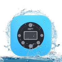 Shower Speaker Bluetooth Waterproof，Portable Wireless Bluetooth Speaker with FM Radio, Built-in Mic, LED Display, Hands Free Speakerphone, Mini Bluetooth Speaker with Suction Cup HOTT (Blue)