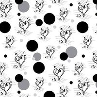 Premium Gift Wrap Wrapping Paper Roll Pattern - Treble Clef Music Musical Note Sound - Heart Music Black White
