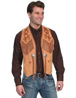 Scully Men's Beaded Boar Suede Leather Vest Tan 38 REG