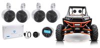 4 Rockville 5.25" Tower Speakers+Bluetooth Receiver+Amp for Polaris RZR/ATV/UTV
