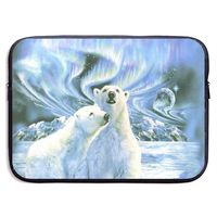 HOODSWOP Polar Bears Northern Lights Print Waterproof Laptop Sleeve, Laptop Sleeve Bag- Stylish Cute Neoprene Notebook Carrying Case Handbag for 13" 15"