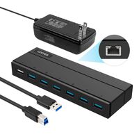 Unitek USB Ethernet Adapter 7-Port Hub, 6 Ports USB 3.0 Hub with Gigabit Ethernet Converter, 2.4A Charging Port, 36W Powered Data Hub Splitter, Compatible MacBook, iMac, Surface Pro, Laptop PC, HDD