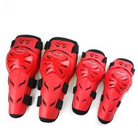 Rungear 4Pcs Motorcycle Knee Elbow Protector Motocross Racing Knee Shin Guard Pads Protective Gear Armors Set Adults (Red)