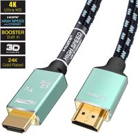 Active Booster 4K UHD HDMI Cable 35ft Support 2160p,3D, HDR, Ethernet, Audio Return, 28AWG and CL3 for in-Wall Installation, Compatible to HDTV, Xbox, Blue-ray, PS3/4, PC