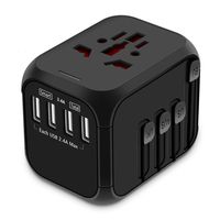 Upgraded Travel Adapter, All-in-one International Power Adapter with 4 USB Ports, European Plug Adapter, Universal Travel Accessories for Over 150 Countries(RECOVERY FUSE)