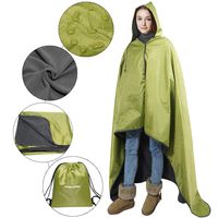 FANCYWING Outdoor Fleece Blanket XL Hooded Stadium Mat - Waterproof/Windproof for Camping, Picnic, Sports, Festival, Football, Baseball, Concerts, Grass, Dog, Beach (79 x 55 inches) Blue