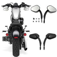 8mm Black Motorcycle Aluminum Side Mirrors for Sportster XL 883 1200 Road King V-Rod Street Glide Electra Glide Dyna Softail 1990-2018