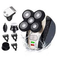 Electric Razor for Men, MANLI 5 in 1 Hair Razor for a Perfect Bald Look, Waterproof Faster-Charging Electric Shaver & Grooming Kit with Five-Headed Beard,Cordless and USB Rechargeable