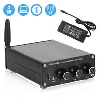 BT20A Bluetooth 4.2 Stereo Audio 2 Channel Amplifier Receiver Mini Hi-Fi Class D Integrated Amp 2.0CH for Home Speakers 100W x 2 with Bass and Treble Control TPA3116 (with Power Supply)