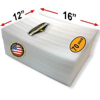 70 Pack of Mighty Gadget (R) Large 16" x 12" Foam Wrap Sheets Cushioning for Moving Storage Packing and Shipping Supplies, 70-Pack (White)