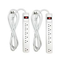 6-Outlet Grounded Surge Protector Power Strip, 450 Joule, 6-Foot Cable Cord Extension, Wall mountable, UL Listed, Ideal for Office or Home, White (2 Pack)