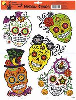 Day of the Dead Sugar Skull Halloween Window Clings