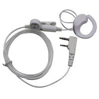TENQ 2 pin White Aluminum Foil Earpiece Earphone Headset PTT(Push to Talk) with Built-in line mic Microphone for Baofeng Kenwood Two Way Radio Bodyguard FBI Security Door Supervisor 2pin.