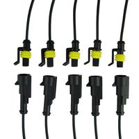 MUYI 5 sets 16AWG Waterproof Electrical Connectors Kit 1.5mm Series Terminal and Rubber Seal with 10cm Wire Weatherpack Connectors (1 pin)