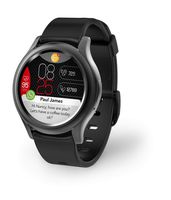 MyKronoz ZeRound3 Smartwatch with Full Round Amoled Display and Heart Rate Monitoring, Swiss Design, iOS and Android - Black/Black Band