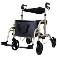 Standard Walkers Walking Aid Walking Stick Multi-Function Walker Elderly Walker Shopping Cart Folding Manual Wheelchair Walking Frames