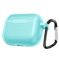 YC YANCH Protective Silicone Case for AirPods Pro Cover, Non-Slip, Visible Front LED, Ultra-Thin Case for AirPods 3 with Keychain (Light Blue)