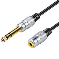BATIGE 6.35mm 1/4 Inch Stereo Plug Male to 3.5mm Stereo Jack Female Socket Headphone Extension Cable Large Headphone Jack Adapter - 1ft