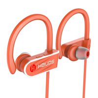 Bluetooth Headphones,HBUDS Waterproof IPX7 Wireless Sports Earbuds,Deep Bass HiFi Stereo In-Ear Earphones Built-in Mic, 8-9 Hrs Playtime Noise Canceling Headsets Orange(Memory Ear Tips & Fast Pairing)