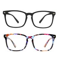 Blue Light Blocking Glasses Anti Eye Strain Minimize Headache UV Blocking Computer Reading Gaming Eyeglasses Frame (2 Pack(Matte Black & Flower))