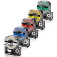 Absonic LK-4WBN LK-4LBP LK-4RBP LK-4YBW LK-4GBP Labeling Tape Cartridge Compatible for Epson LabelWorks LW-300 LW-400 LW-500 LW-600P LW-700 LW-900 LW-1000P Label Maker, 1/2" x 26', 12mm x 8m, 5-Pack