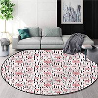 RUGSMAT Paint Modern Vintage Rugs,Abstract Poppies Garden Art Non-Slip No-Shedding Bedroom Soft Floor Mat Round-71