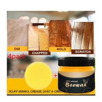Klions Wood Seasoning Beewax with 4 Sponge - Traditional Beeswax Polish for Wood & Furniture, All-Purpose Beewax for Wood Cleaner and Polish Wipes - Non Toxic for Furniture to Beautify & Protect
