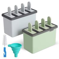 Kootek Popsicle Molds Sets 8 Ice Pop Makers Reusable Ice Cream Mold - Dishwasher Safe, Durable DIY Popsicles Tray Holders with Silicone Funnel, Cleaning Brush Kitchen Supplies (Blue and Green)