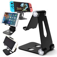 Tablet iPad Holder iPhone Stand Foldable, Urvoix Adjustable Cellphone Stand Portable Universal Multi-Angle Desktop Stand for Surface Pro iPad Pro Switch iPhone Samsung Galaxy Note Huawei Mate, Black
